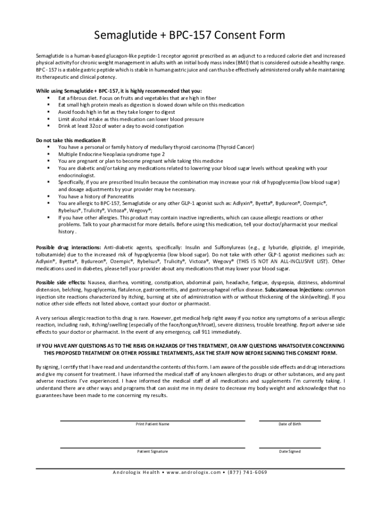 Semaglutide Injection Consent Form