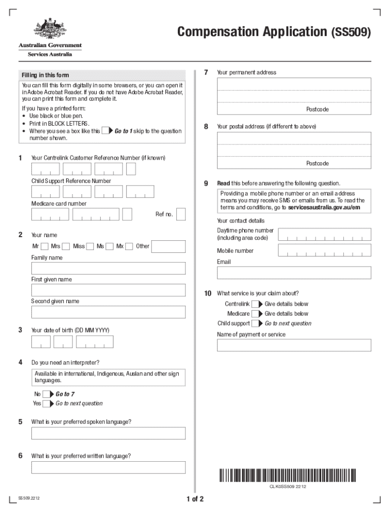 Compensation Application Form