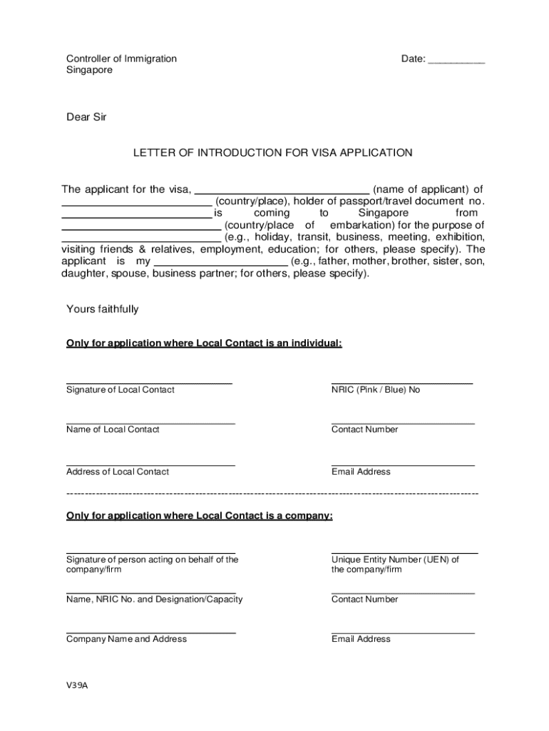  Dear Sir LETTER of INTRODUCTION for VISA APPLICATION 2021-2024