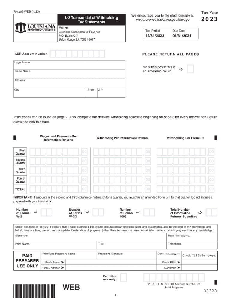  Louisiana L 3 Transmittal 2023-2024