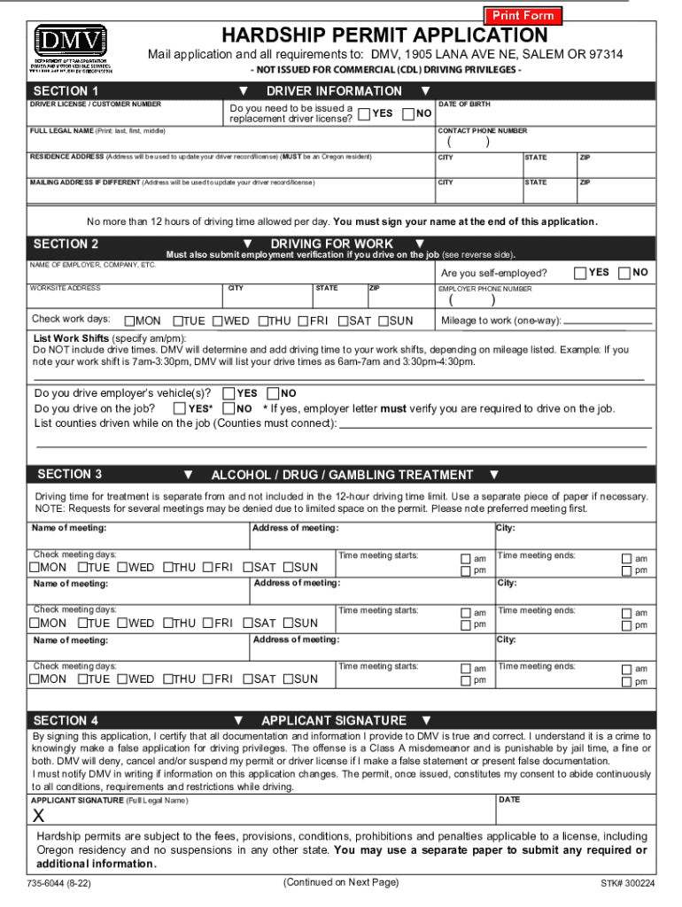  Hardship Permits Oregon Driver &amp;amp; Motor Vehicle Services 2022