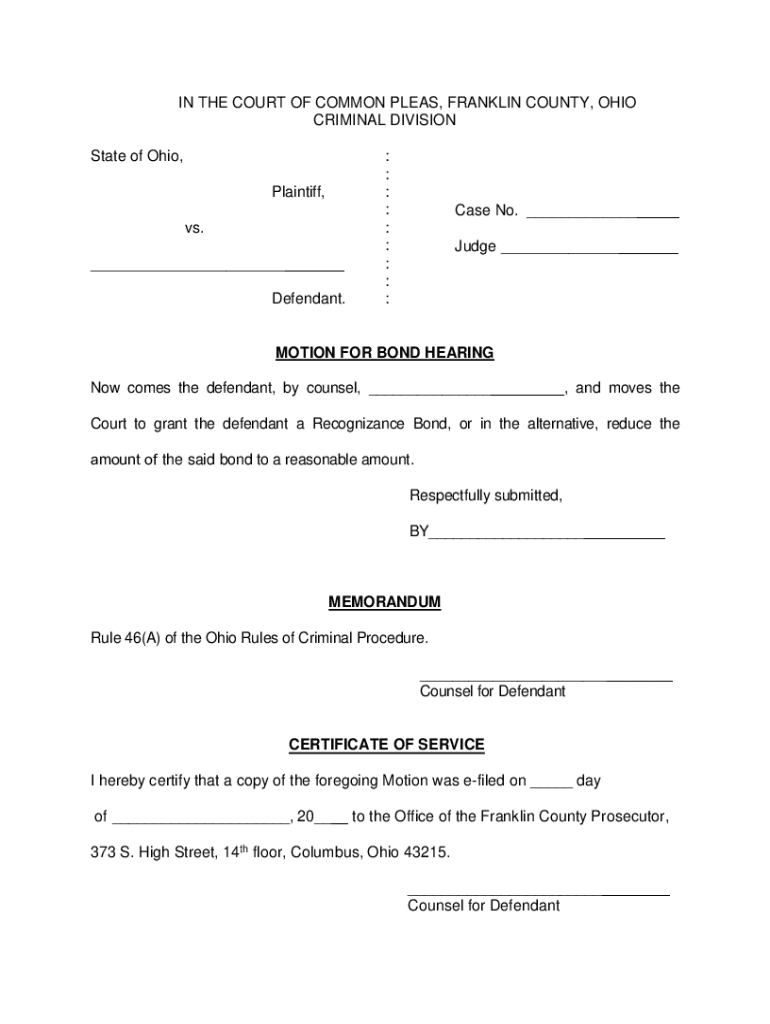  in the COURT of COMMON PLEAS, FRANKLIN COUNTY, OHI 2019-2024