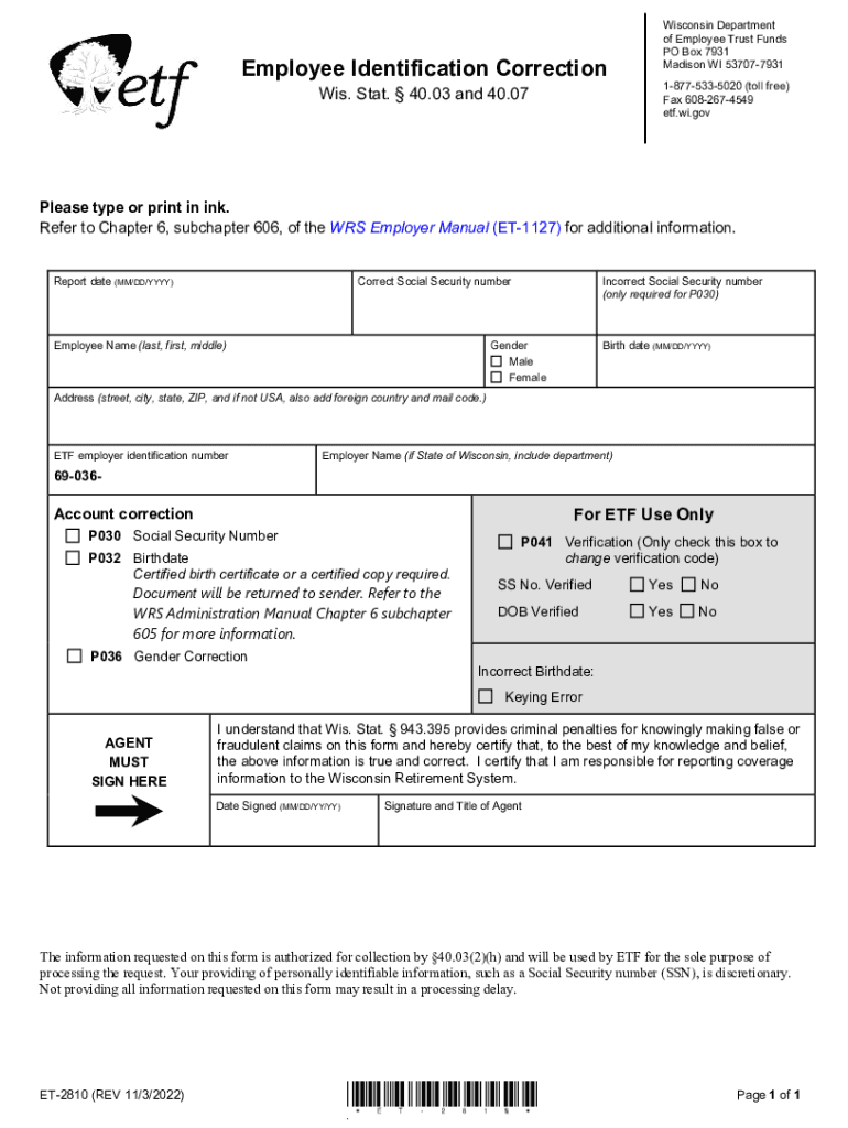  Employee Identification Correction Wis Stat 40 03 and 2022-2024