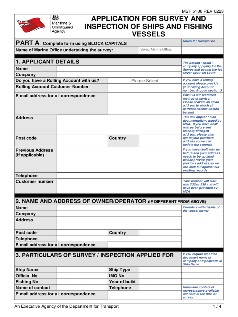  Application for Survey and Inspection of Ships and Fishing 2023-2024