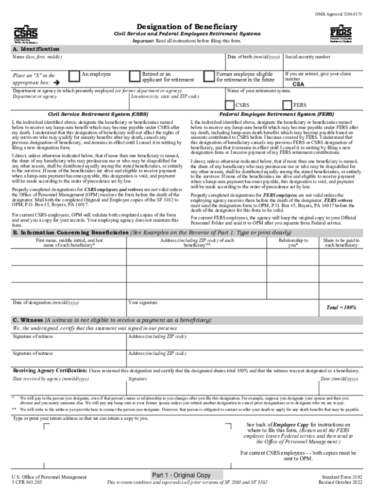  Designation of Beneficiary This Designatiom of Beneficiary Form is Used to Designate Who is to Receive a Lump Sum Payment Which  2022-2024