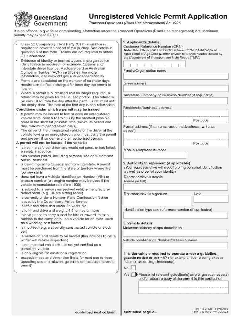 Get the Unregistered Vehicle Permit Qld Form