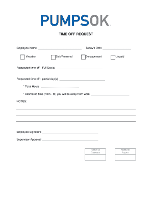 Vacation Request Form PDF Pumps of Oklahoma