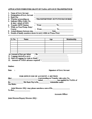 Ta Da Application Form