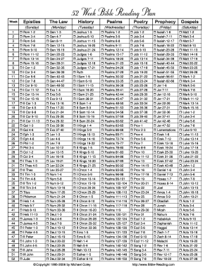 52 Week Bible Reading Plan  Form