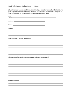 Book Talk Template  Form