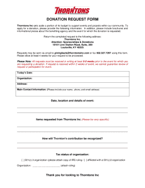 DONATION REQUEST FORM Thorntons Inc