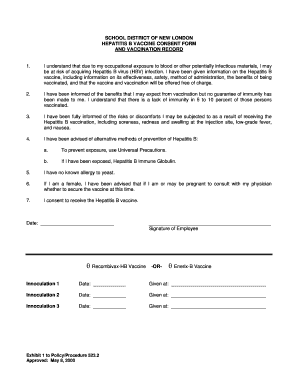 Hepatitis B Vaccine Record Form