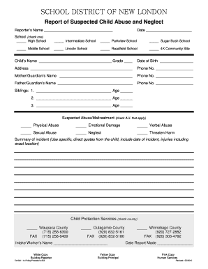 454 Exhibit 1 Report of Suspected Child Abuse Form