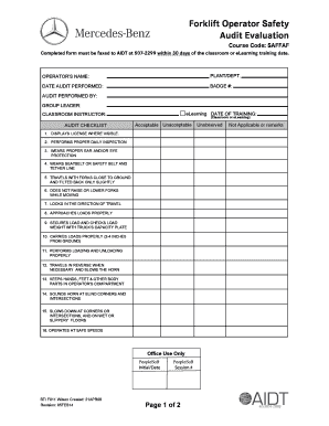 Forklift Operator Evaluation Form