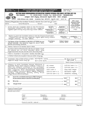 Kittur Rani Chennamma Application Form PDF Download