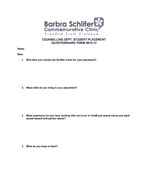 Student Counselling Questionnaire PDF  Form