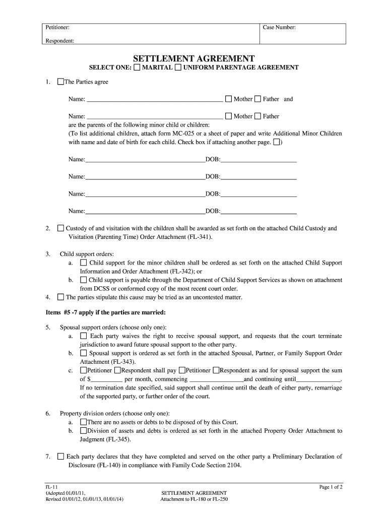 SELECT ONE MARITAL UNIFORM PARENTAGE AGREEMENT