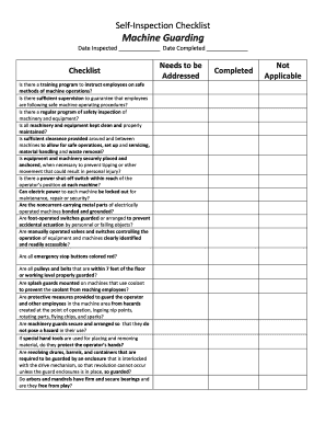 Self Inspection Checklist Machine Guarding  Form