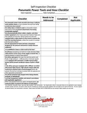 Power Tool Inspection Checklist Template Excel  Form
