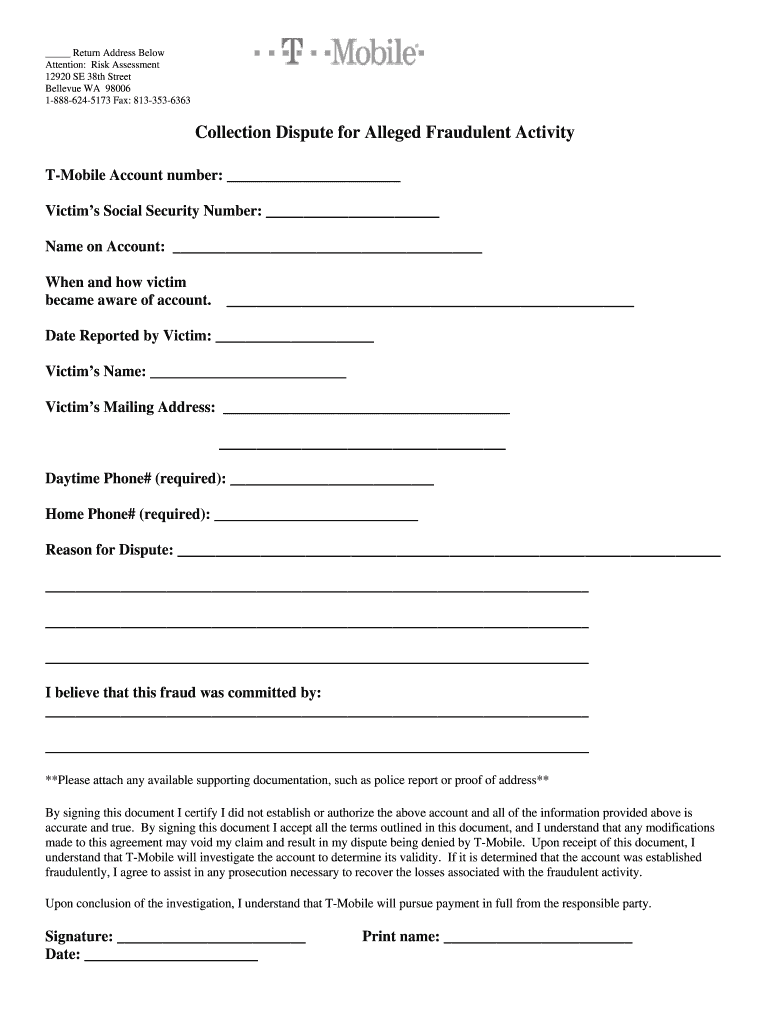 T Mobile Dispute Form
