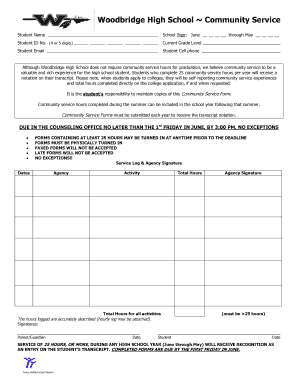 Woodbridge High School Community Service Form