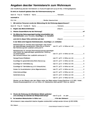 Angaben Des Vermieters Zum Wohnraum  Form