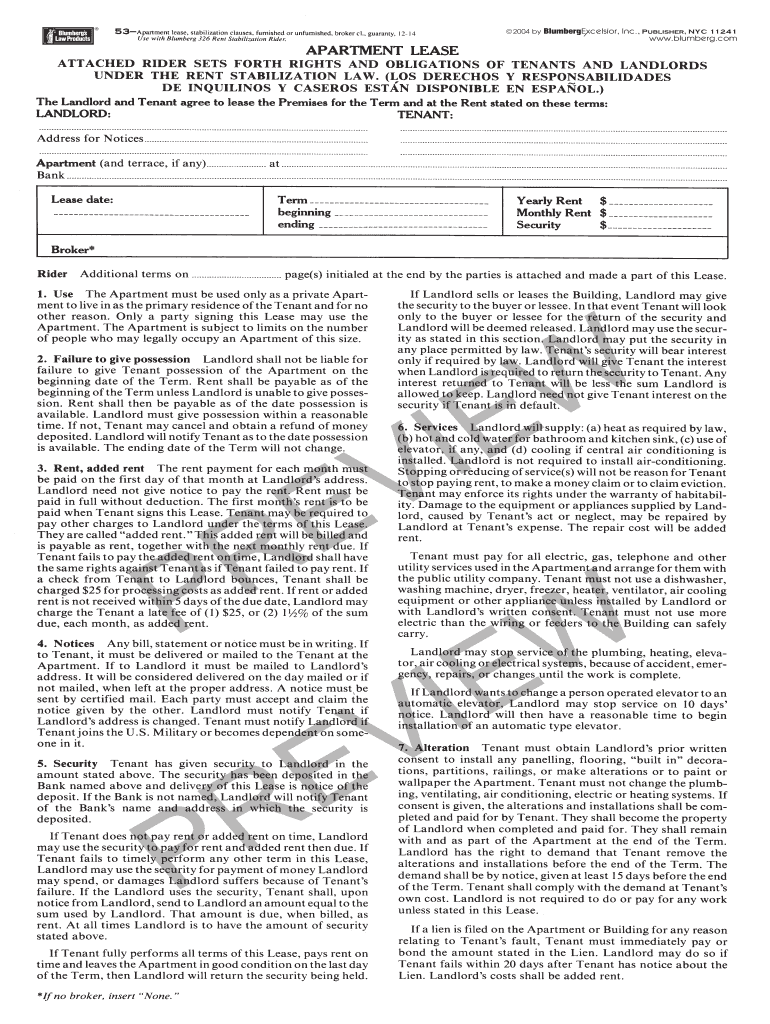 Printable Blumberg Lease  Form