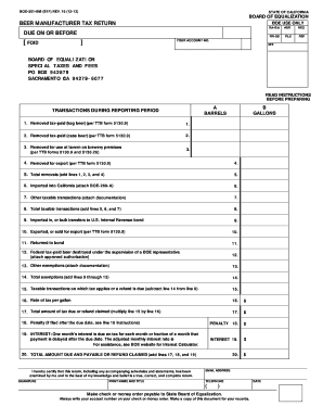  Beer Manufacturer Tax Return BOE 501 BM Boe Ca 2013