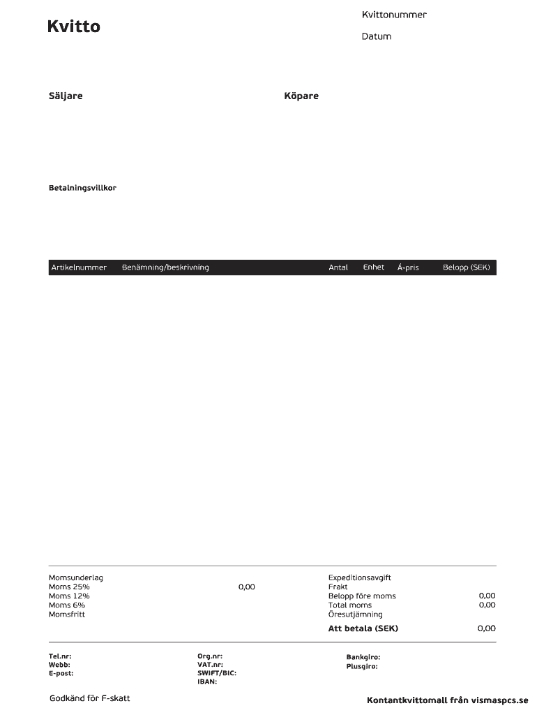 Kvittomall  Form