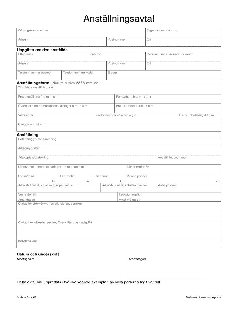 Anställningsavtal  Form