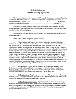 Tooling Agreement Template  Form