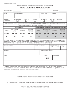 Warren County Pa Dog License  Form