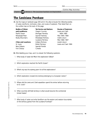 The Louisiana Purchase Worksheet Answer Key  Form