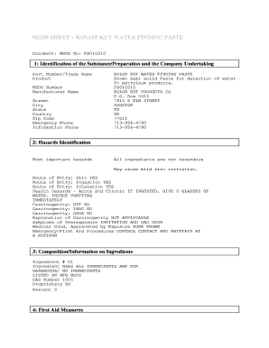 Kolor Kut Msds  Form