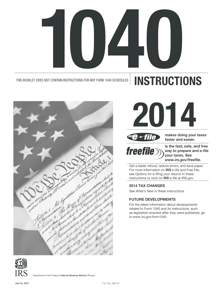  1040 Instructions Tax Form 2014