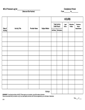 Mcle Personal Log  Form