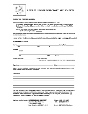 Retired Seabee Directory  Form