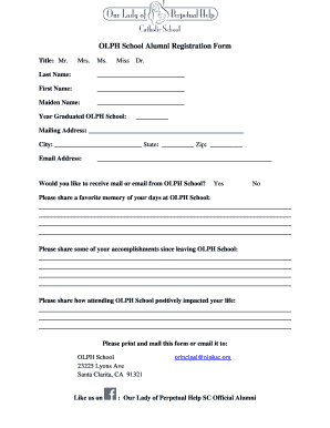 Alumni Registration Form for School
