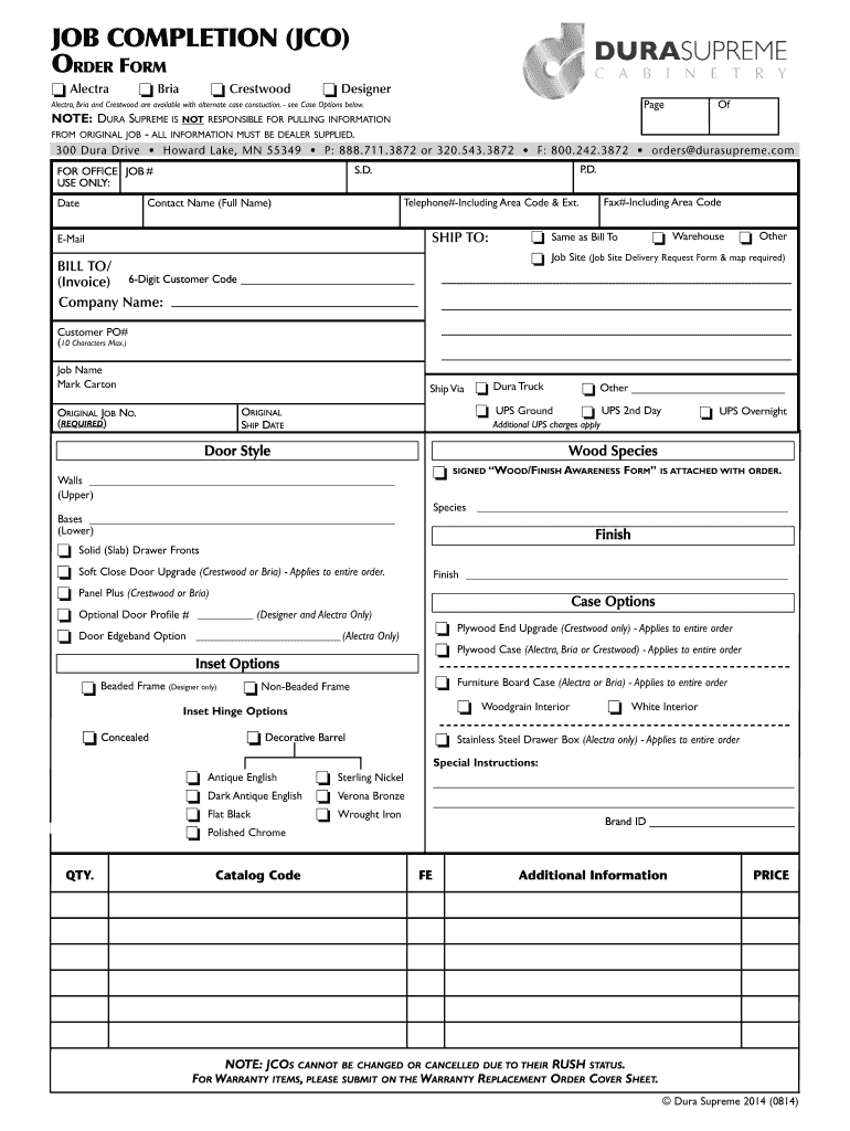 Job Completion Form