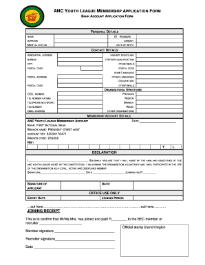 Anc Youth League Membership Online  Form