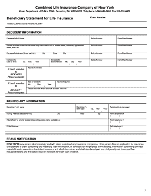 Combined Life Claim Forms