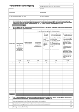 Verdienstbescheinigung  Form