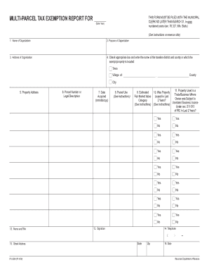 Multi Parcel Tax Exemption Report Form PC 220A Revenue Wi