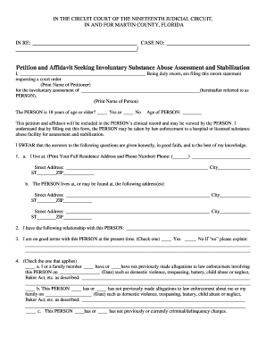 Florida Marchman Act Form Printable