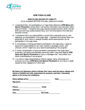 Yoga Waiver PDF  Form