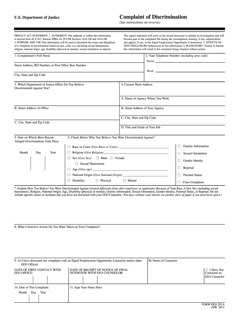  201a Form 2011-2024