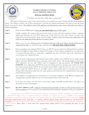 STATE TROOPER APPLICANTS Department of Highway Safety  Form