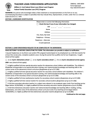  Teacher Loan Forgiveness Application 2017