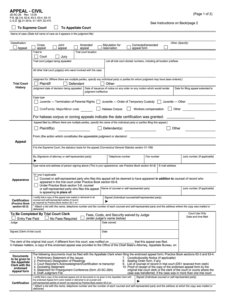 Connecticut Jd Sc 28 Civil  Form