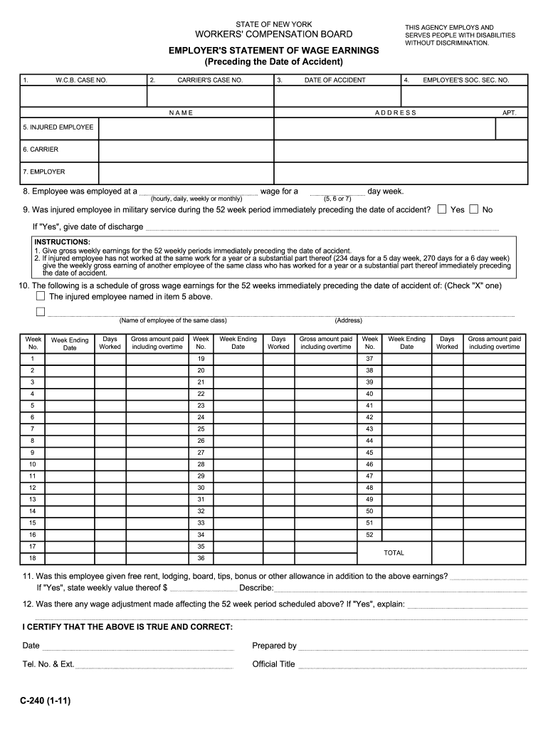  C240 Form 2011